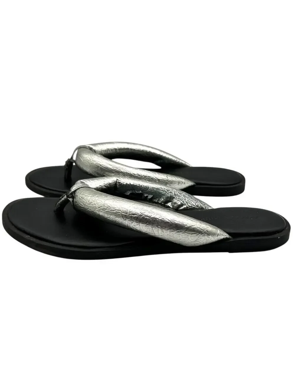 Rebecca Minkoff Women's Puff Silver Slip On Flip Flop Sandals Size 9-9.5